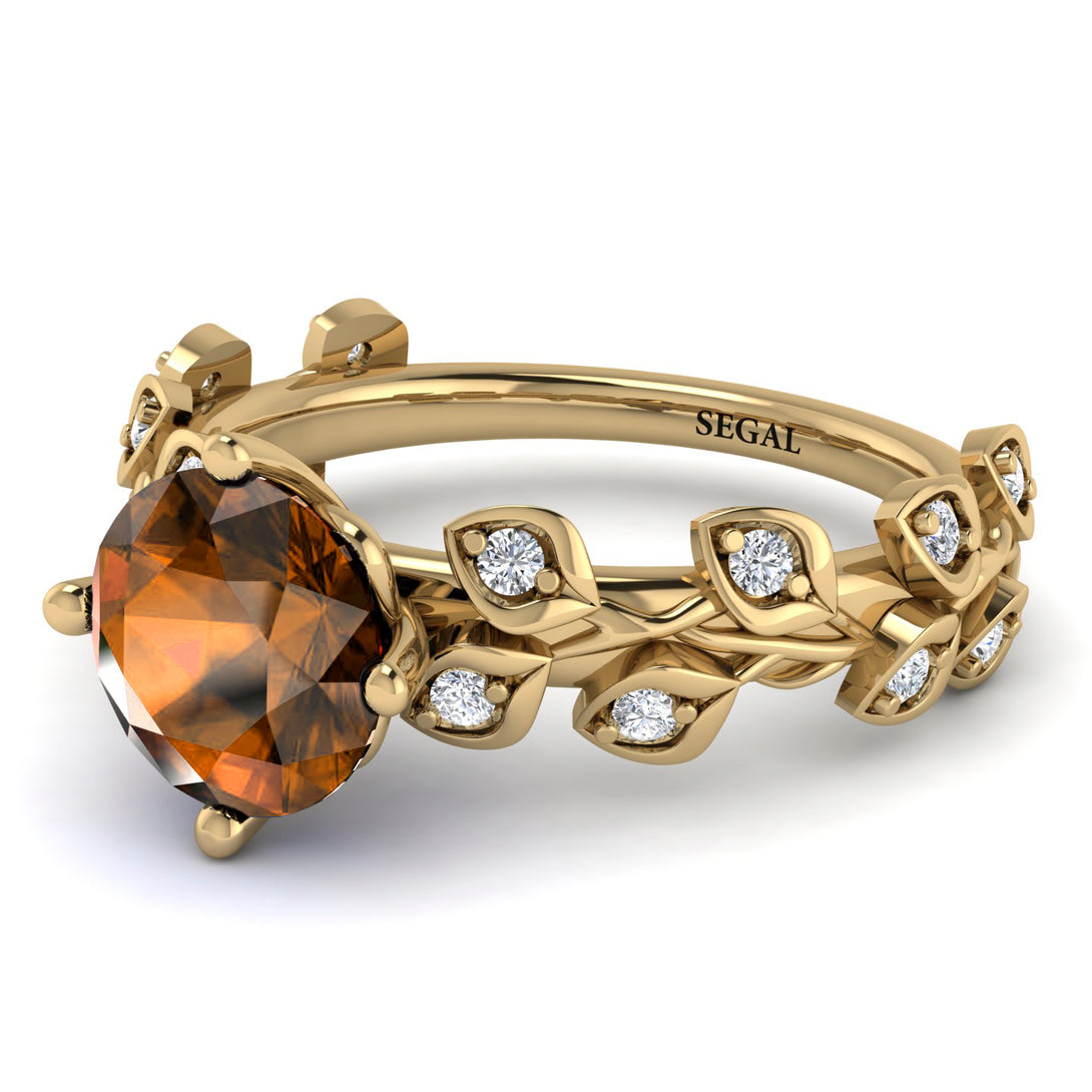 Leaves All Around Yellow Gold Brown Diamond Ring - Sydney 2ct No. 1101