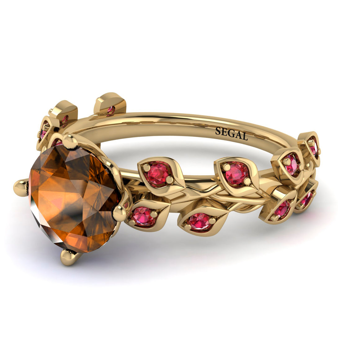 Leaves All Around Yellow Gold Brown Diamond Ring - Sydney 2ct No. 1110