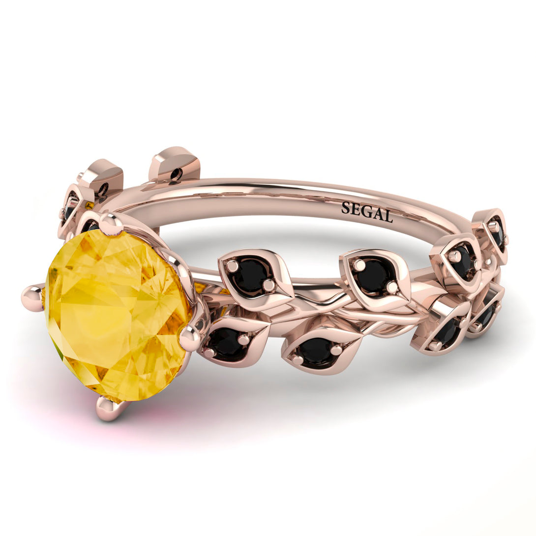 Leaves All Around Rose Gold Citrine Ring - Sydney 2ct No. 608