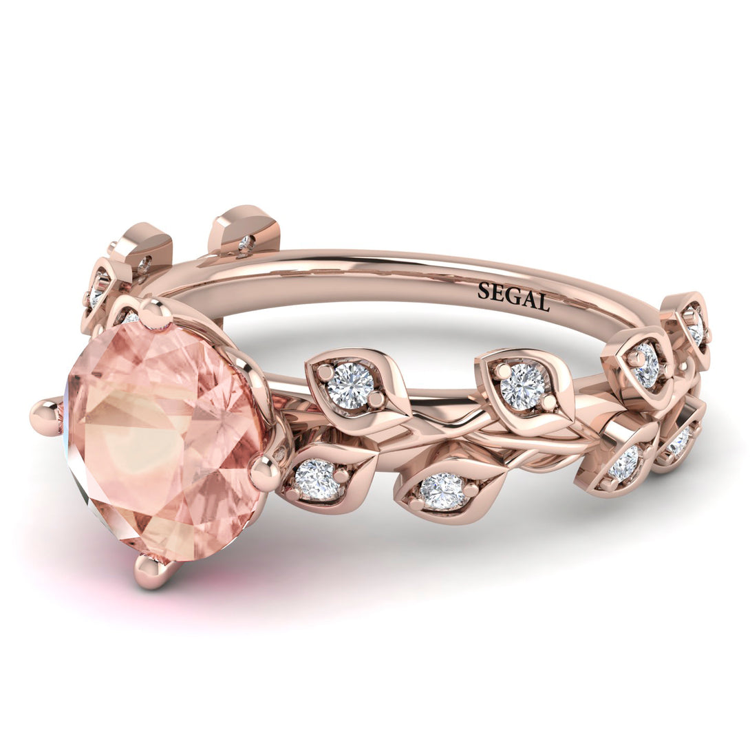 Leaves All Around Rose Gold Morganite Ring - Sydney 2ct No. 902