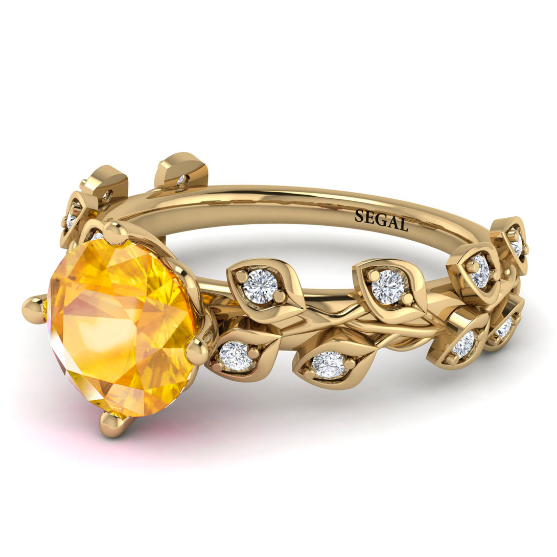 Leaves All Around Yellow Gold Yellow Diamond Ring - Sydney 2ct No. 1001