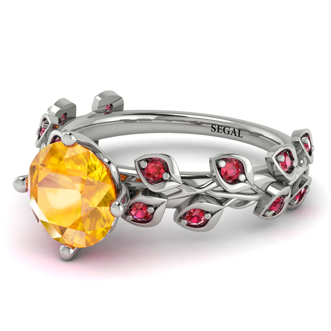 Leaves All Around White Gold Yellow Diamond Ring - Sydney 2ct No. 1012