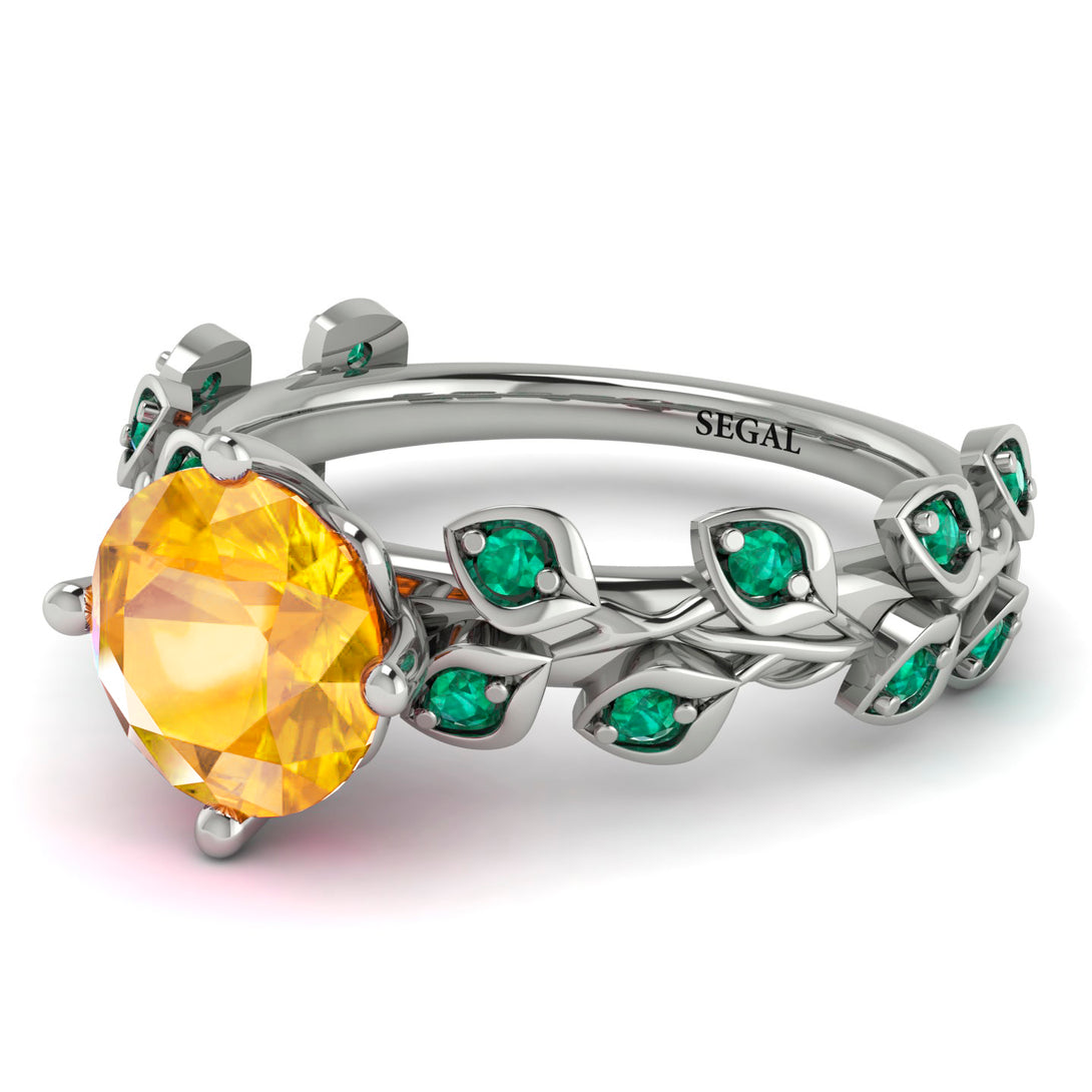 Leaves All Around White Gold Yellow Diamond Ring - Sydney 2ct No. 1006