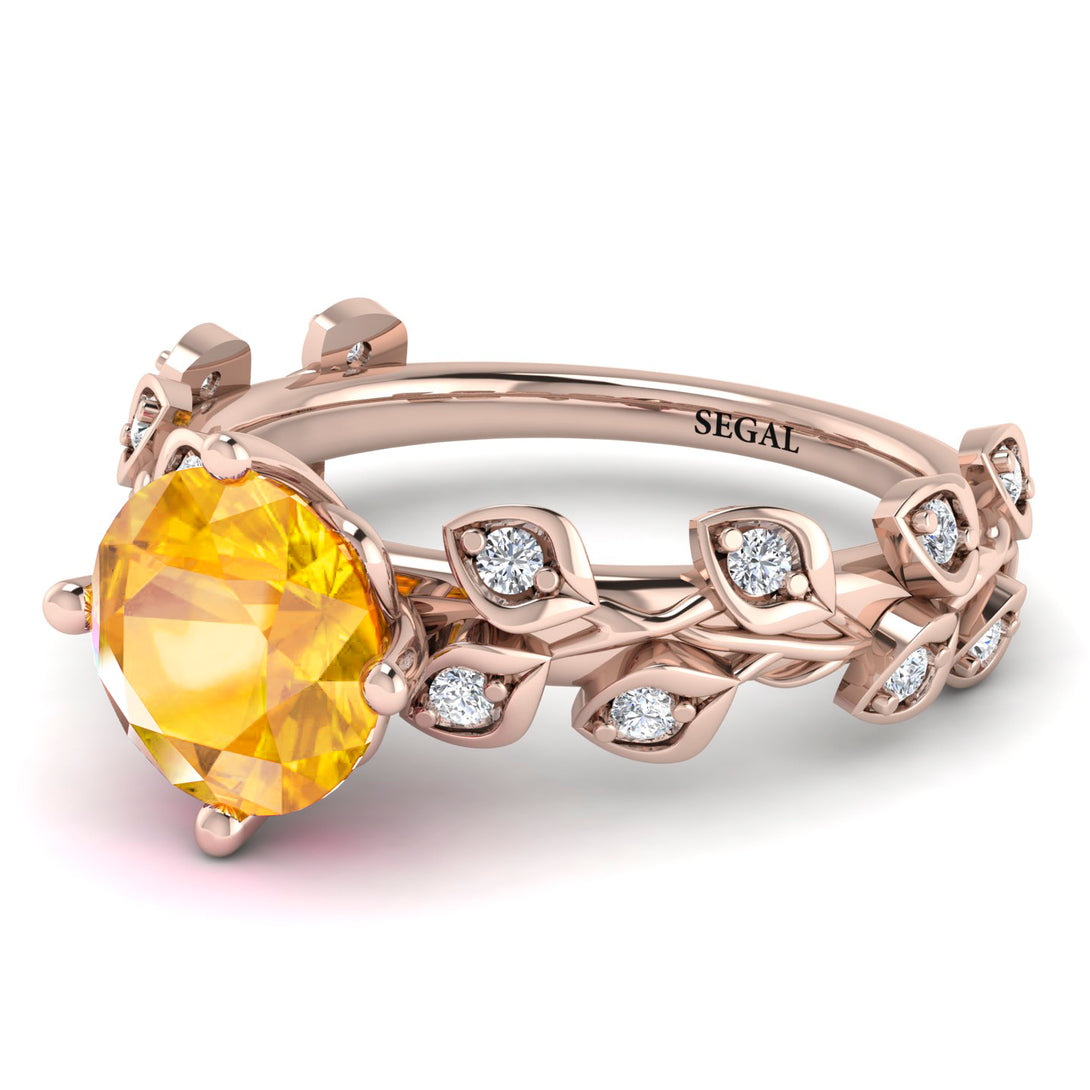 Leaves All Around Rose Gold Yellow Diamond Ring - Sydney 2ct No. 1002