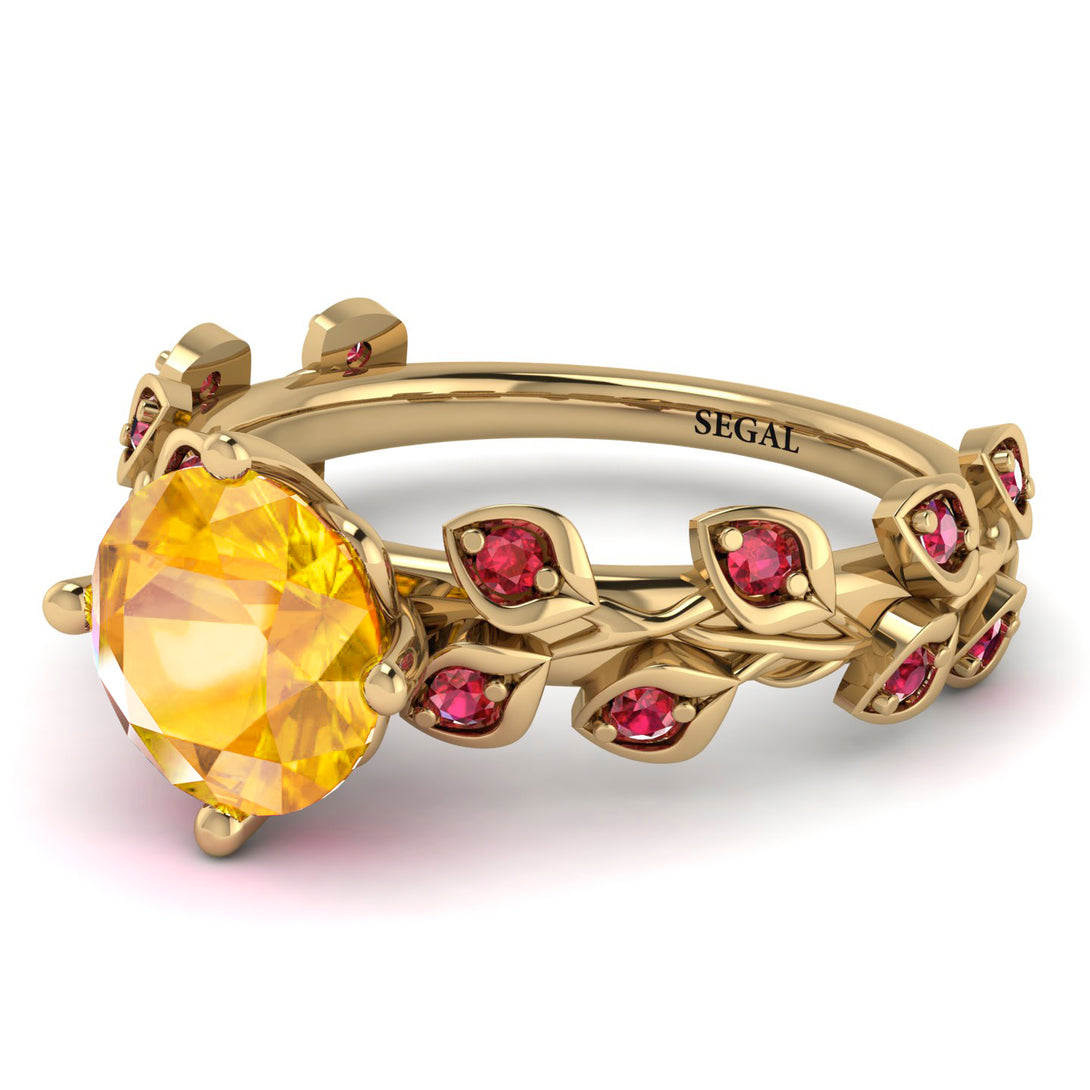 Leaves All Around Yellow Gold Yellow Diamond Ring - Sydney 2ct No. 1010