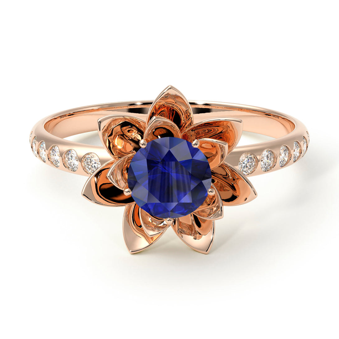 Lotus Flower Sapphire ring - Lotus no. 26