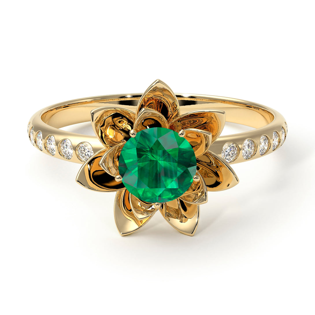 Lotus Flower Emerald ring - Lotus no. 19