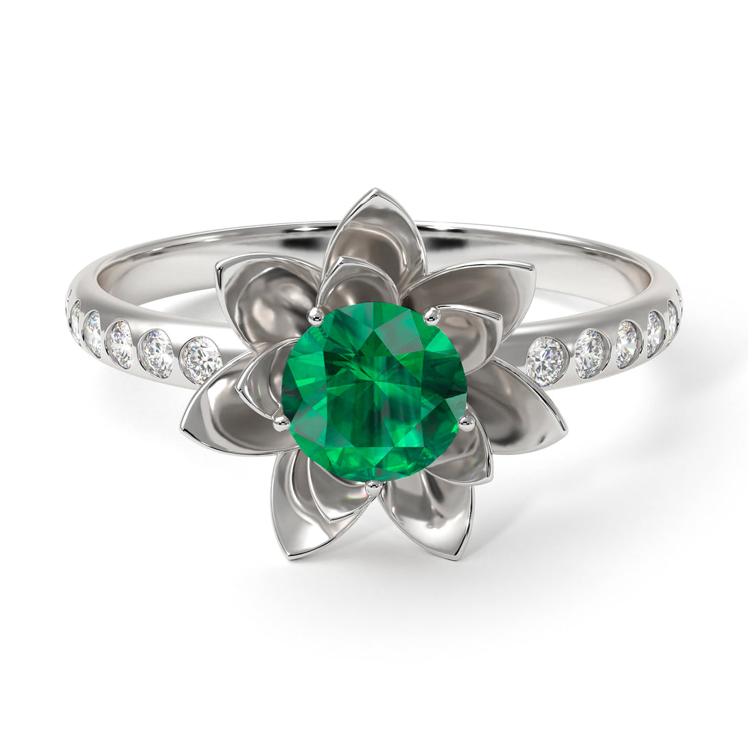 Lotus Flower Emerald ring - Lotus no. 21