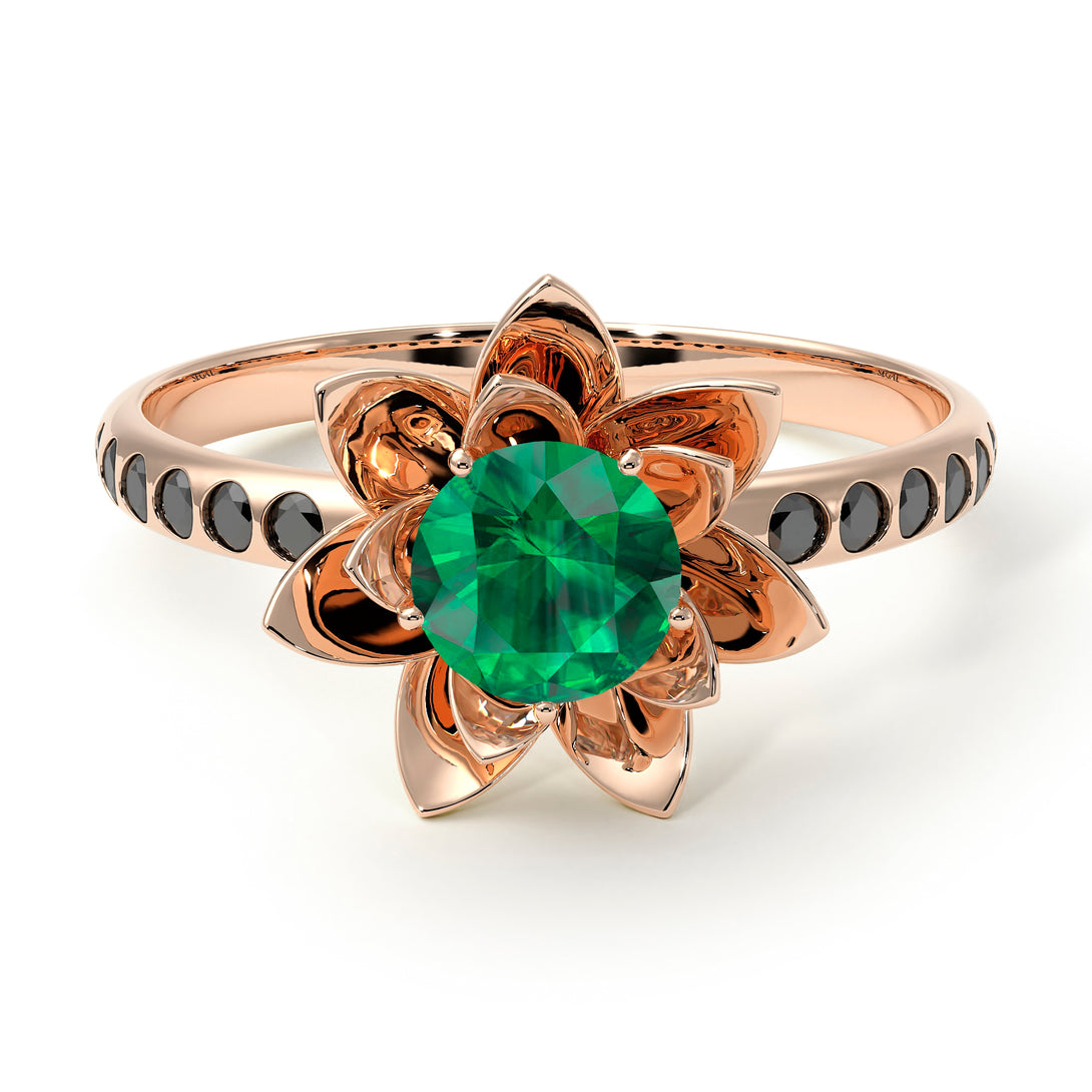 Lotus Flower Emerald ring - Lotus no. 23