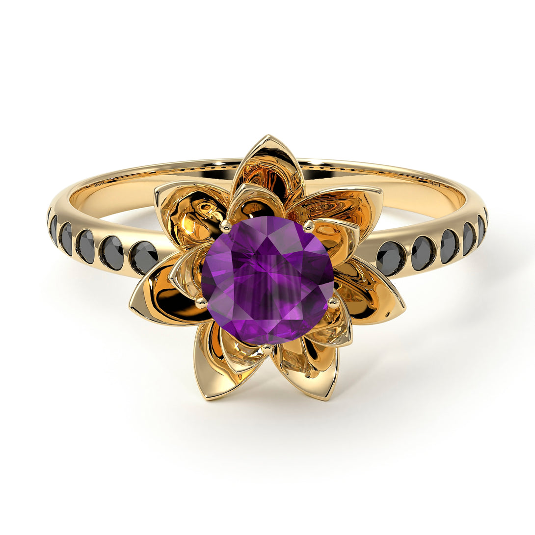Lotus Flower Amethyst ring - Lotus no. 304