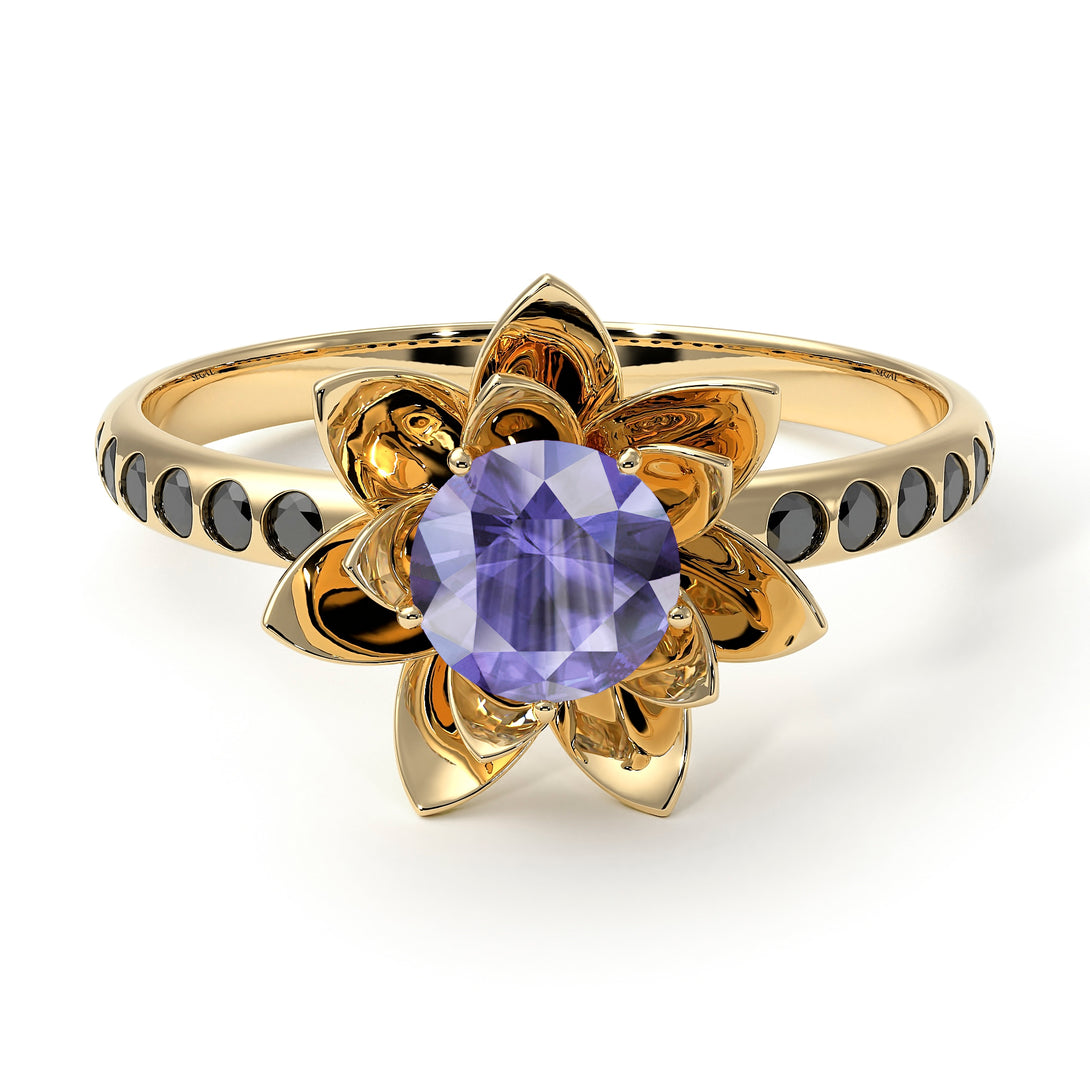 Lotus Flower Tanzanite ring - Lotus no. 204