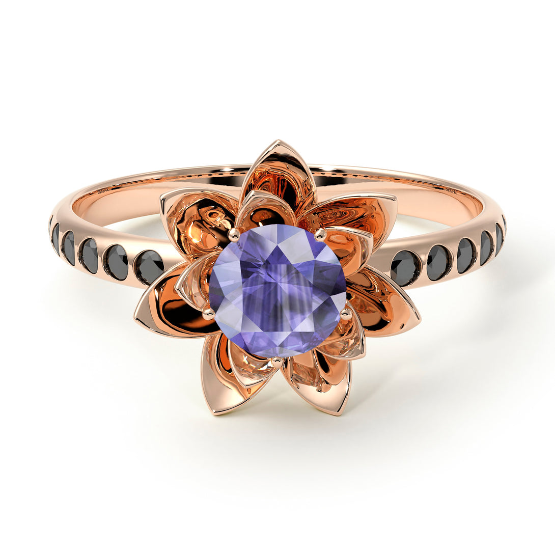 Lotus Flower Tanzanite ring - Lotus no. 205