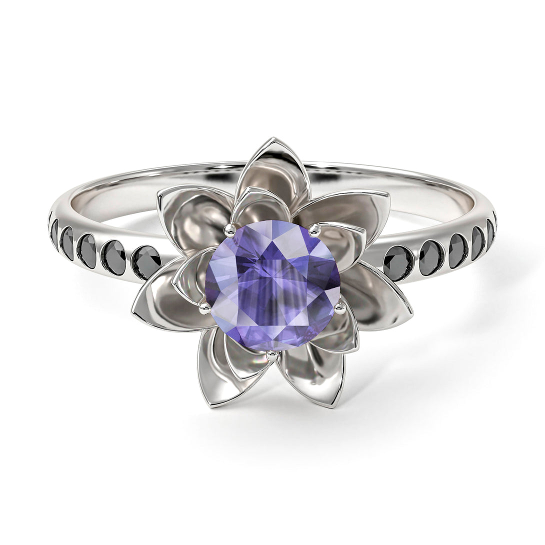Lotus Flower Tanzanite ring - Lotus no. 206