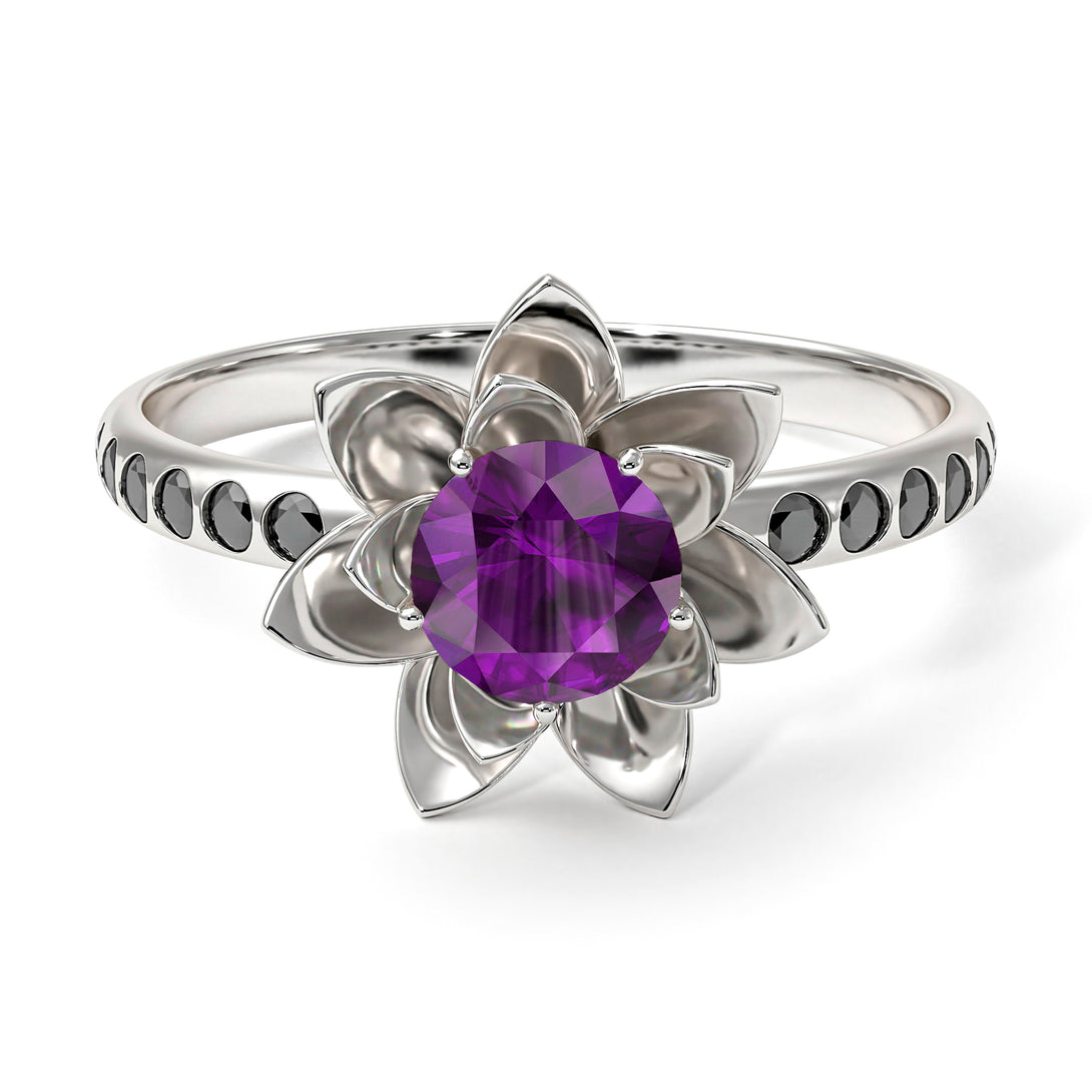 Lotus Flower Amethyst ring - Lotus no. 306