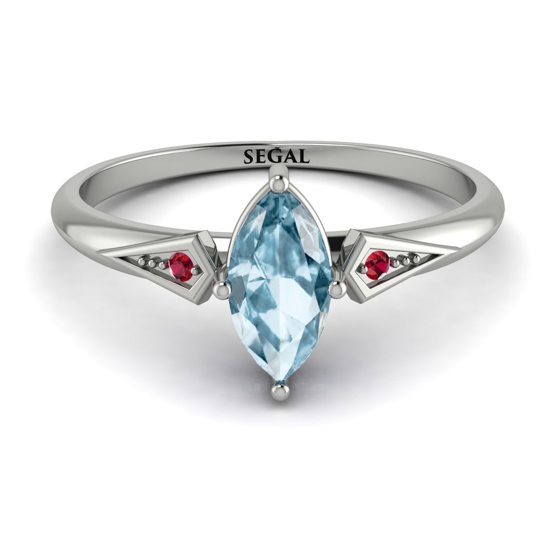 Marquise Aquamarine Geometrical Engagement Ring - Reese No. 412