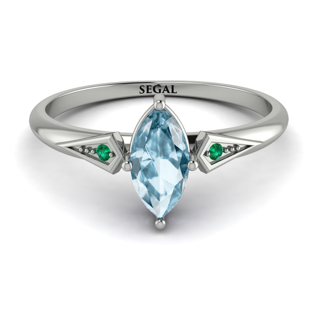 Marquise Aquamarine Geometrical Engagement Ring - Reese No. 406
