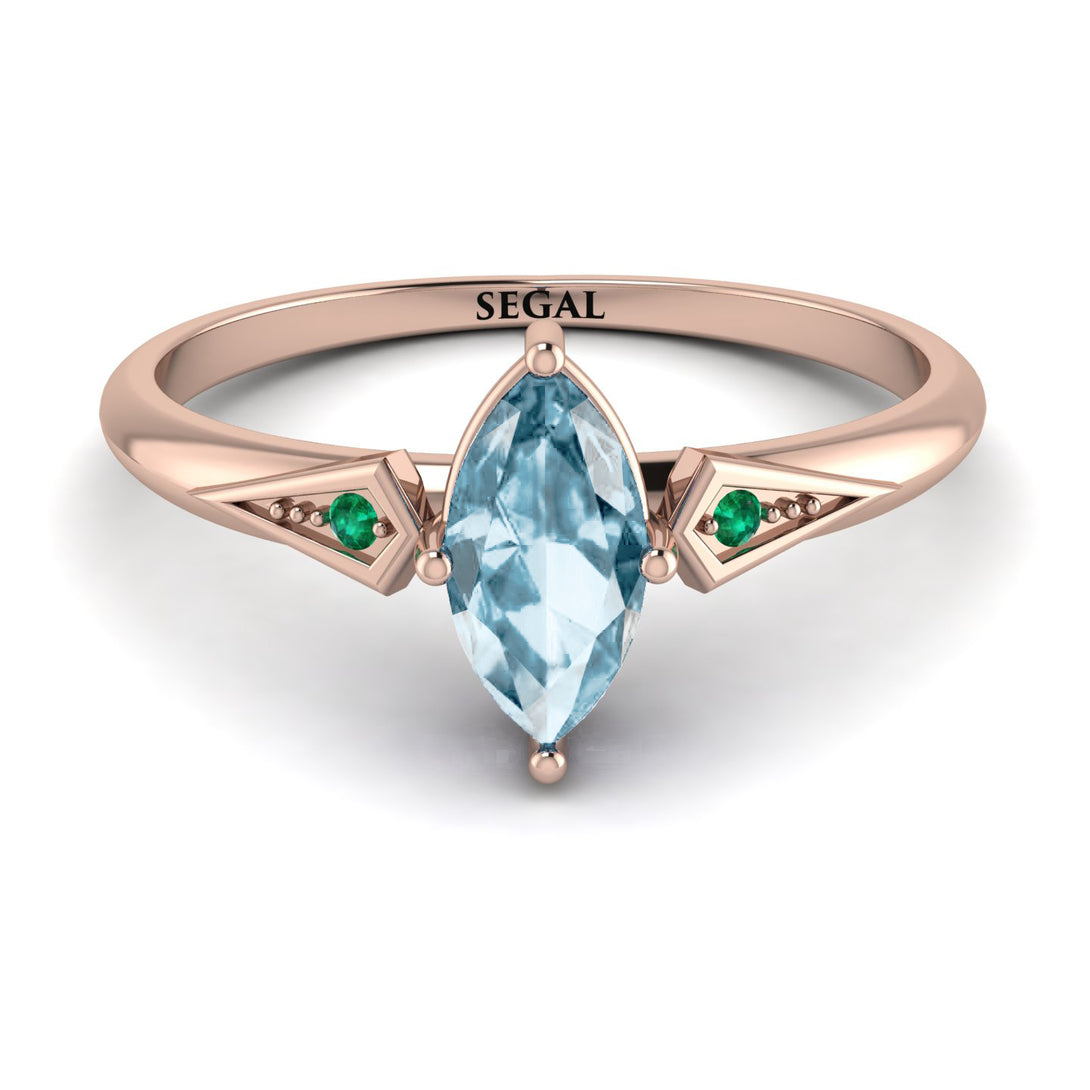 Marquise Aquamarine Geometrical Engagement Ring - Reese No. 405