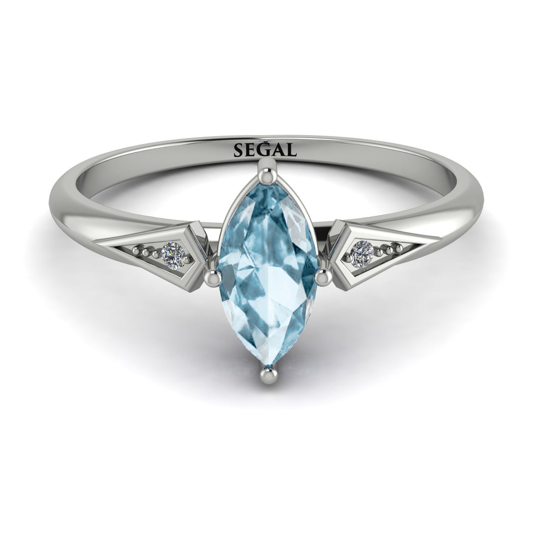 Marquise Aquamarine Geometrical Engagement Ring - Reese No. 403