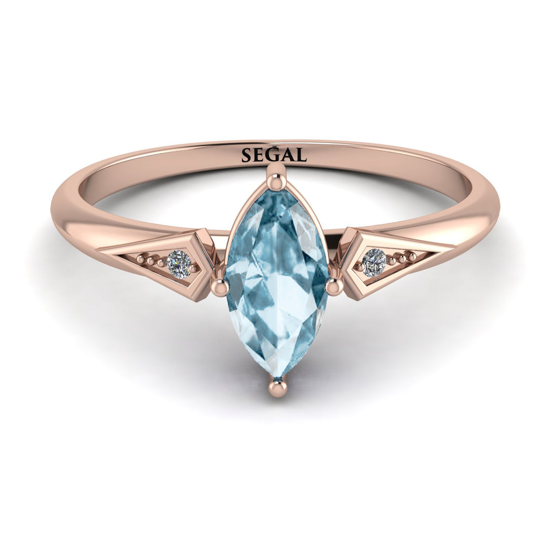 Marquise Aquamarine Geometrical Engagement Ring - Reese No. 402