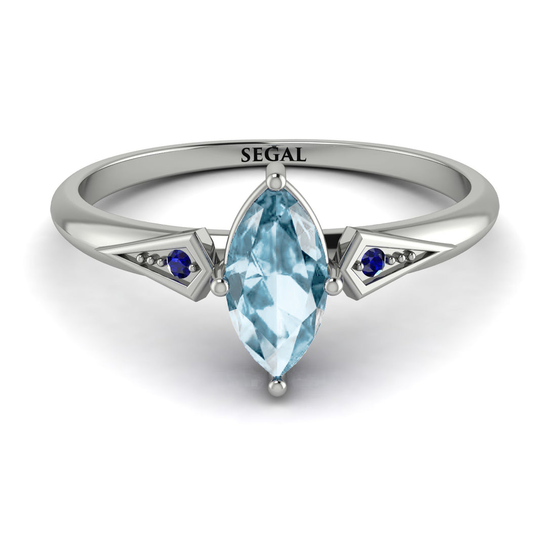 Marquise Aquamarine Geometrical Engagement Ring - Reese No. 415