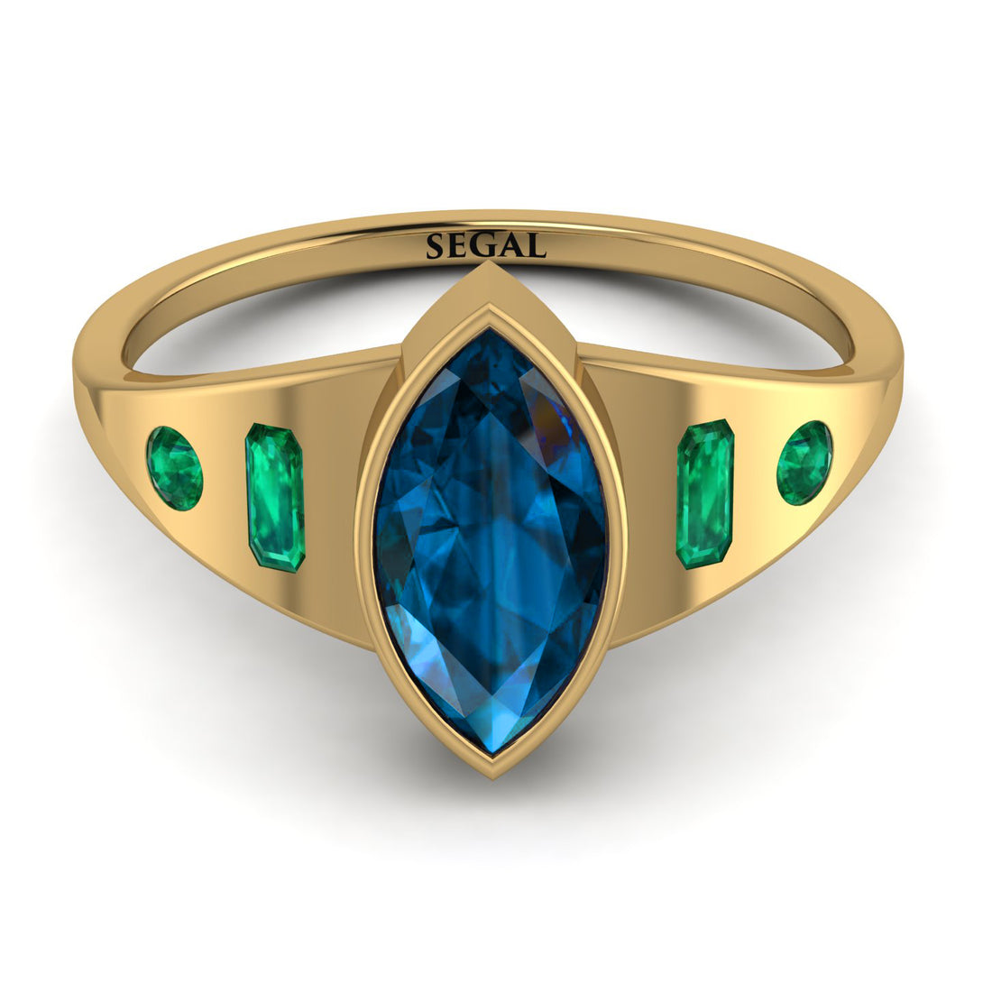 Marquise Bezel Blue Topaz Ring - Juliana No. 504
