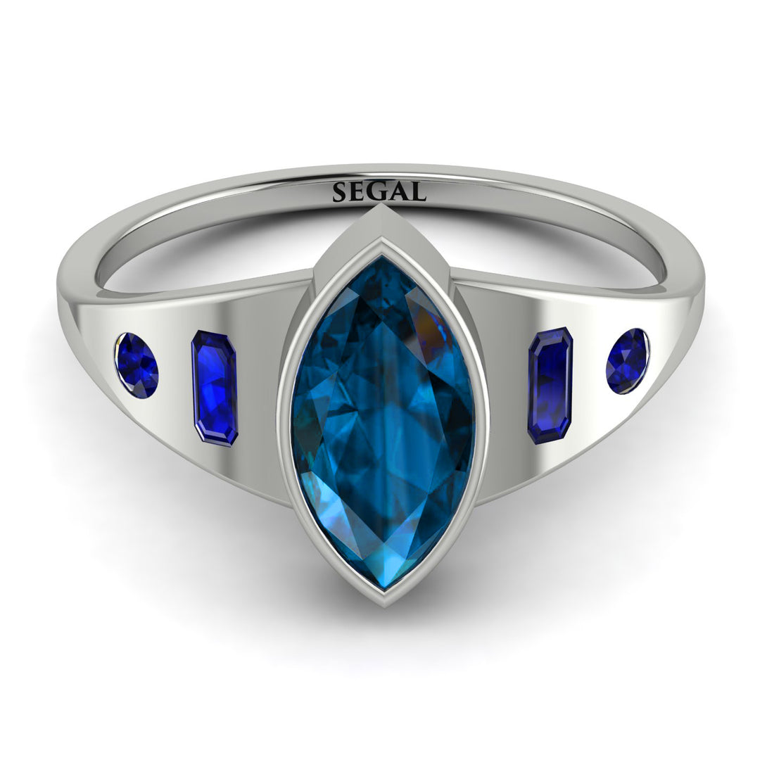 Marquise Bezel Blue Topaz Ring - Juliana No. 515