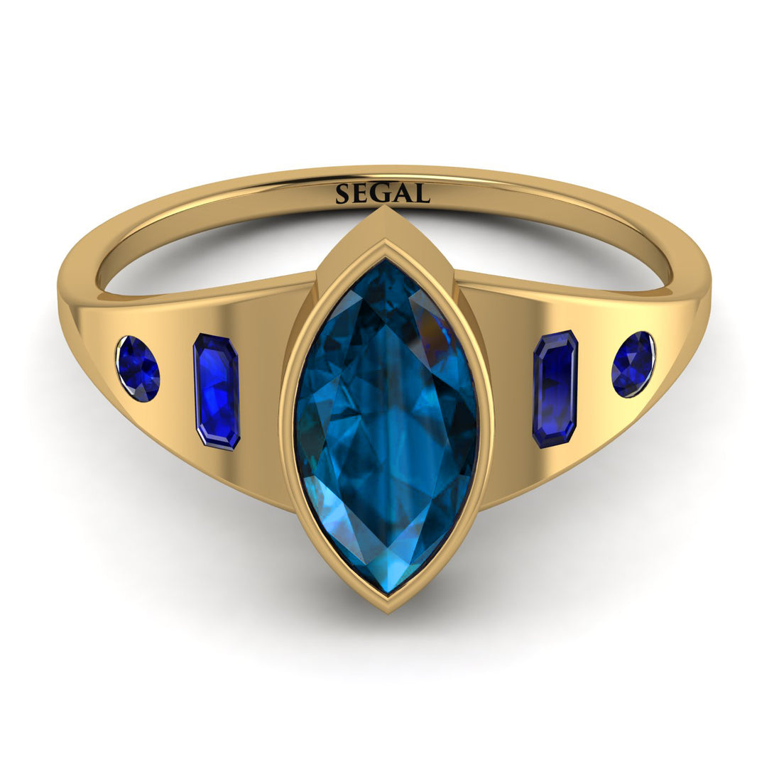 Marquise Bezel Blue Topaz Ring - Juliana No. 513