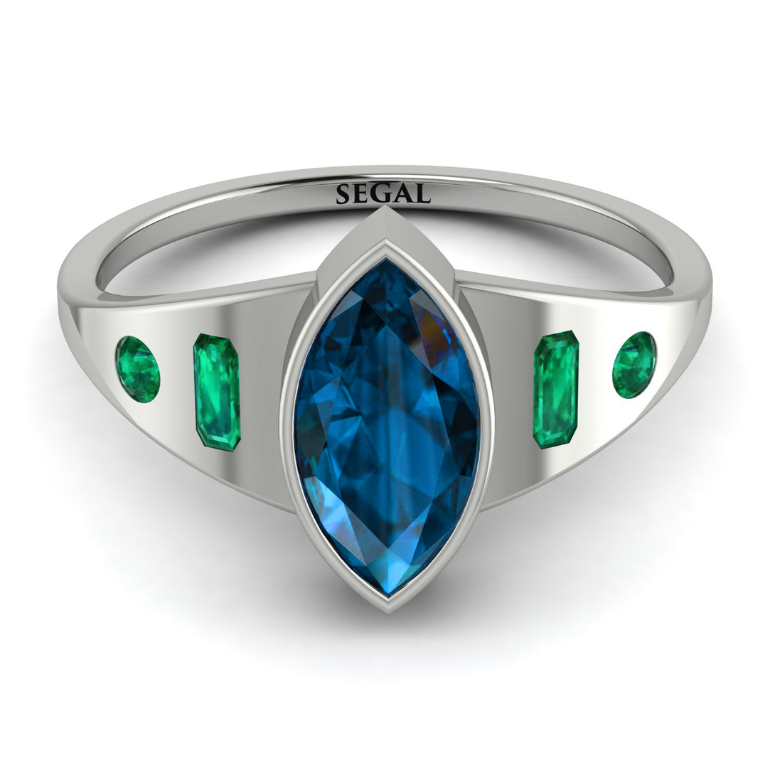 Marquise Bezel Blue Topaz Ring - Juliana No. 506
