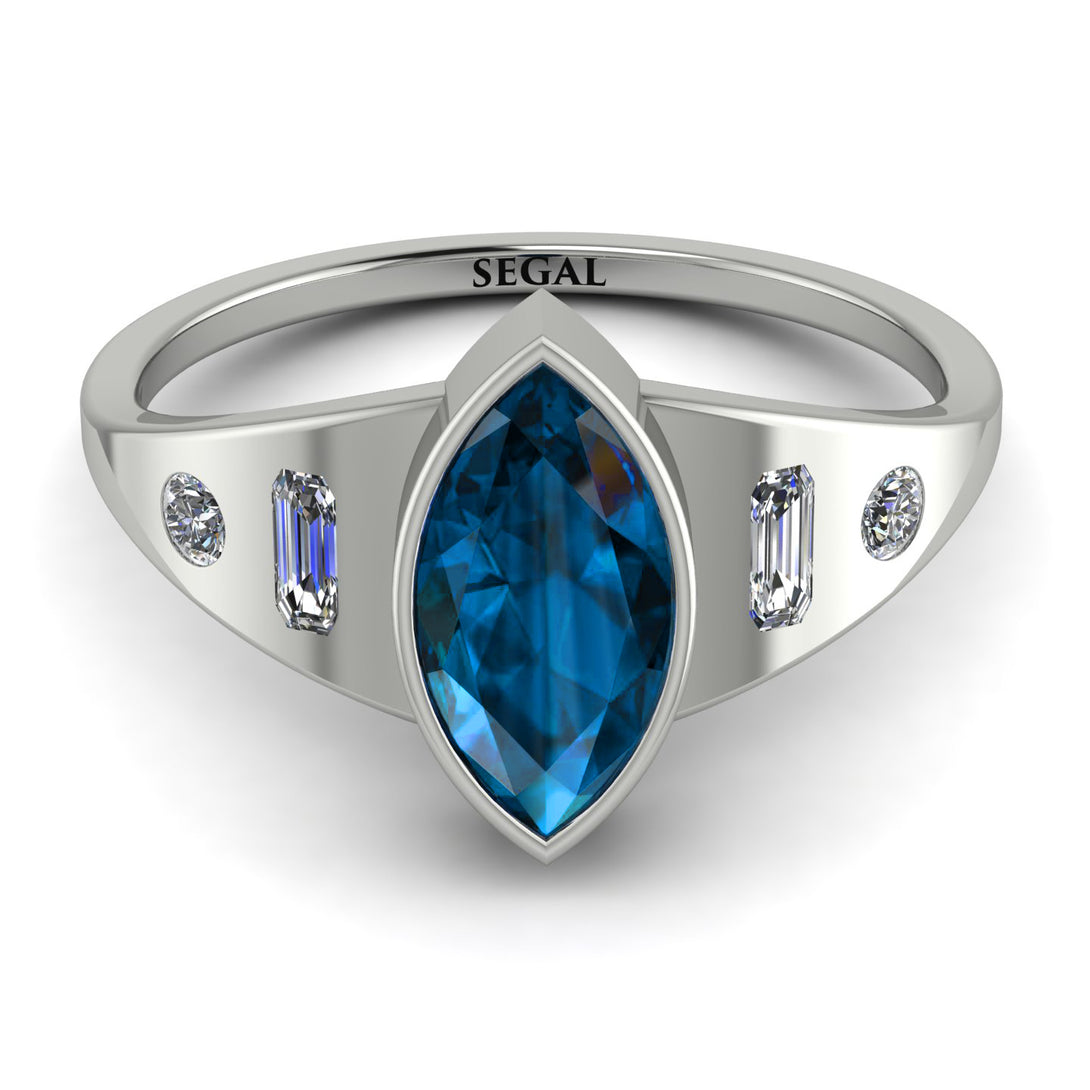 Marquise Bezel Blue Topaz Ring - Juliana No. 503