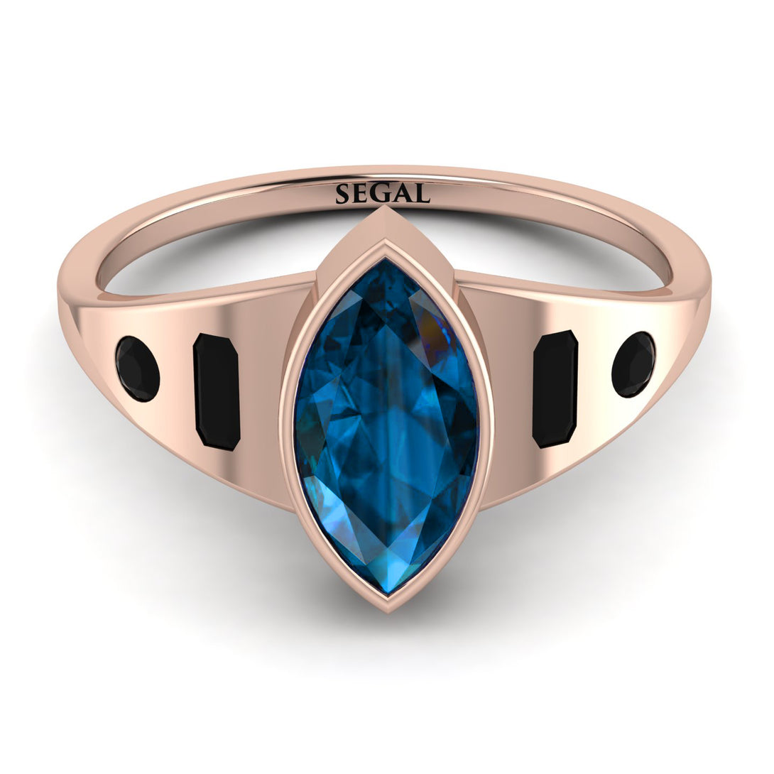 Marquise Bezel Blue Topaz Ring - Juliana No. 508
