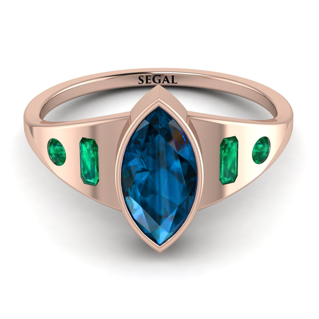 Marquise Bezel Blue Topaz Ring - Juliana No. 505