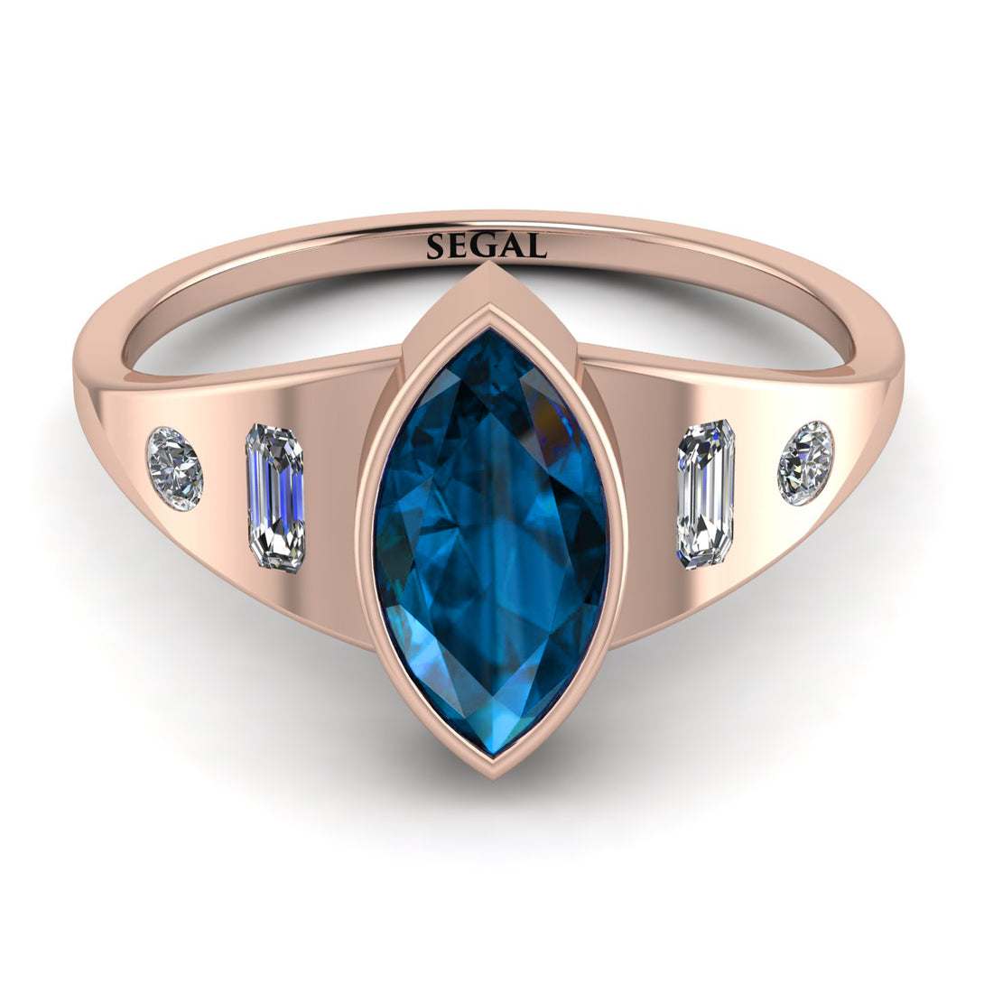 Marquise Bezel Blue Topaz Ring - Juliana No. 502