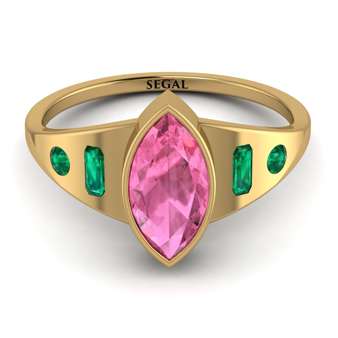 Marquise Bezel Pink Moissanite Ring - Juliana No. 804