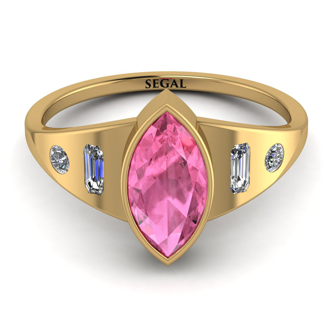 Marquise Bezel Pink Moissanite Ring - Juliana No. 801