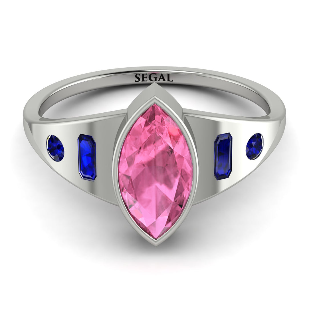 Marquise Bezel Pink Moissanite Ring - Juliana No. 815