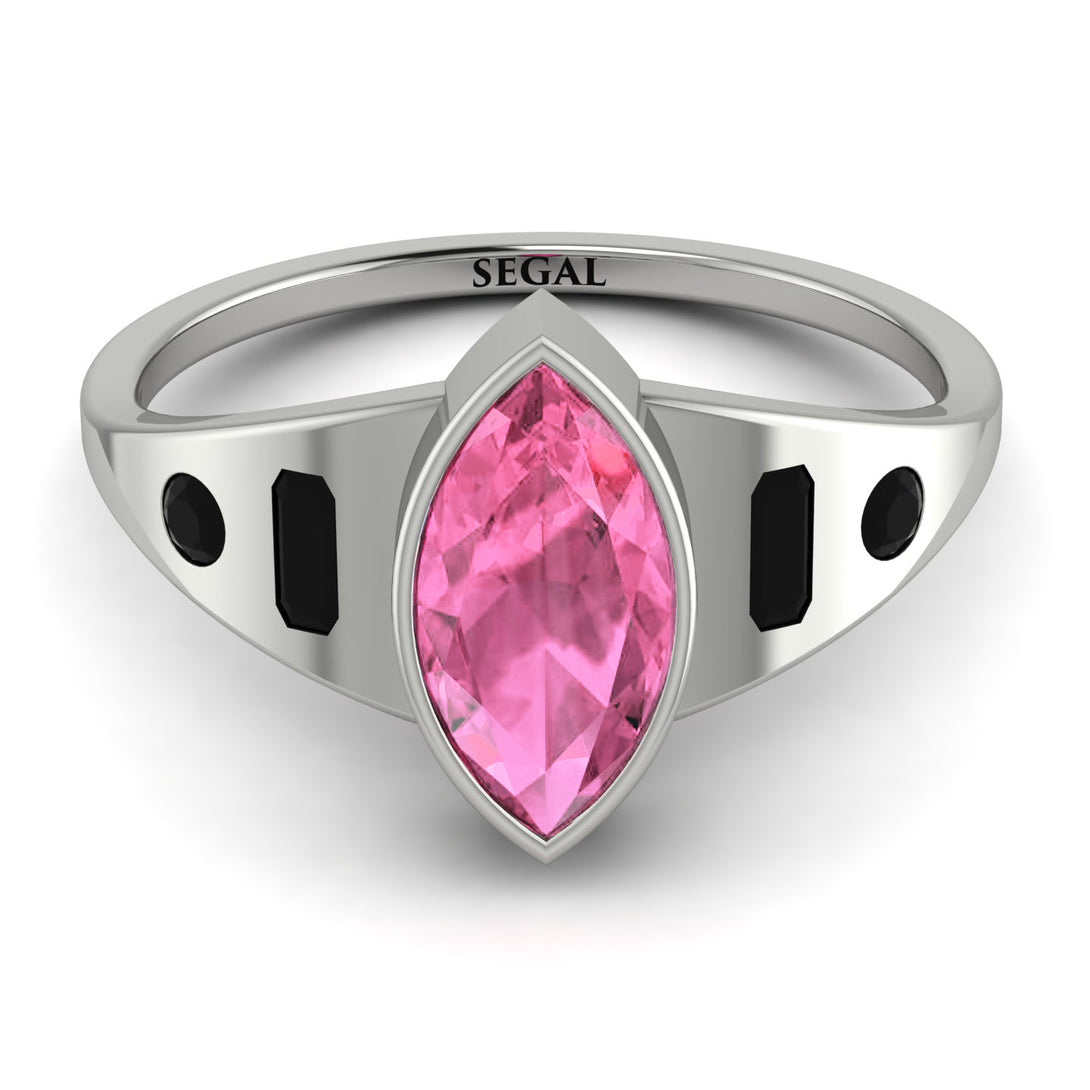 Marquise Bezel Pink Moissanite Ring - Juliana No. 809