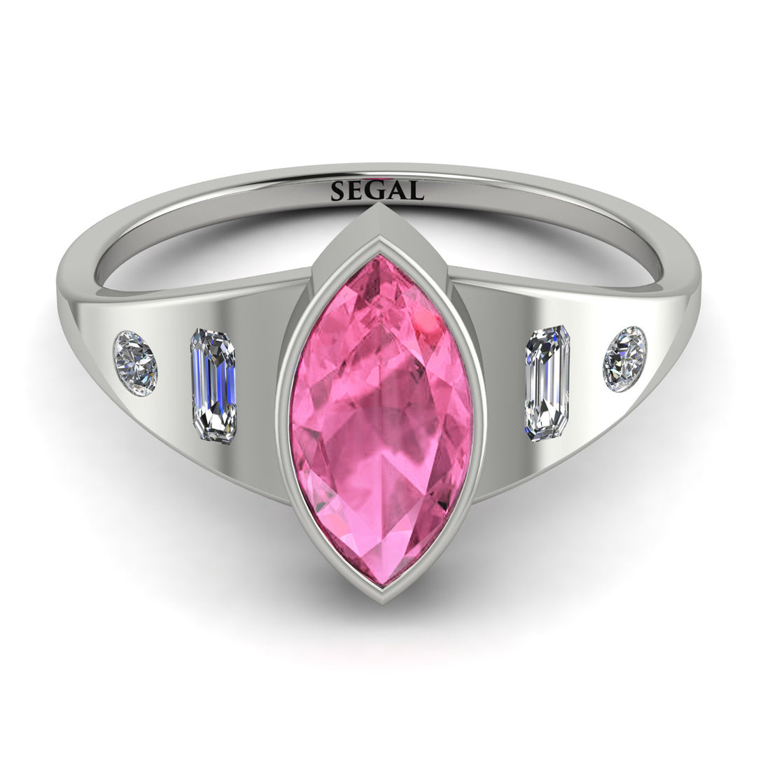 Marquise Bezel Pink Moissanite Ring - Juliana No. 803