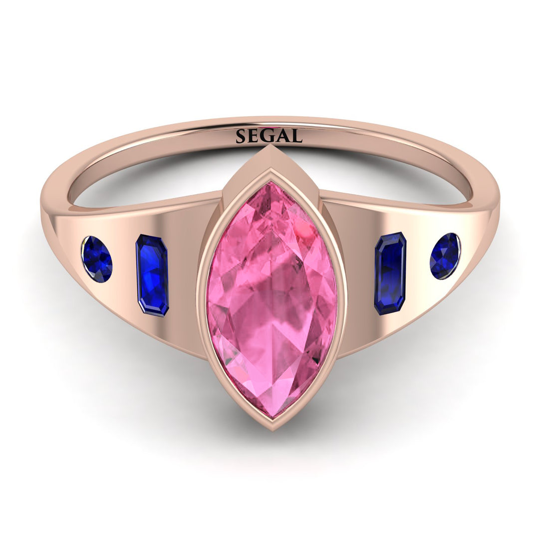 Marquise Bezel Pink Moissanite Ring - Juliana No. 814