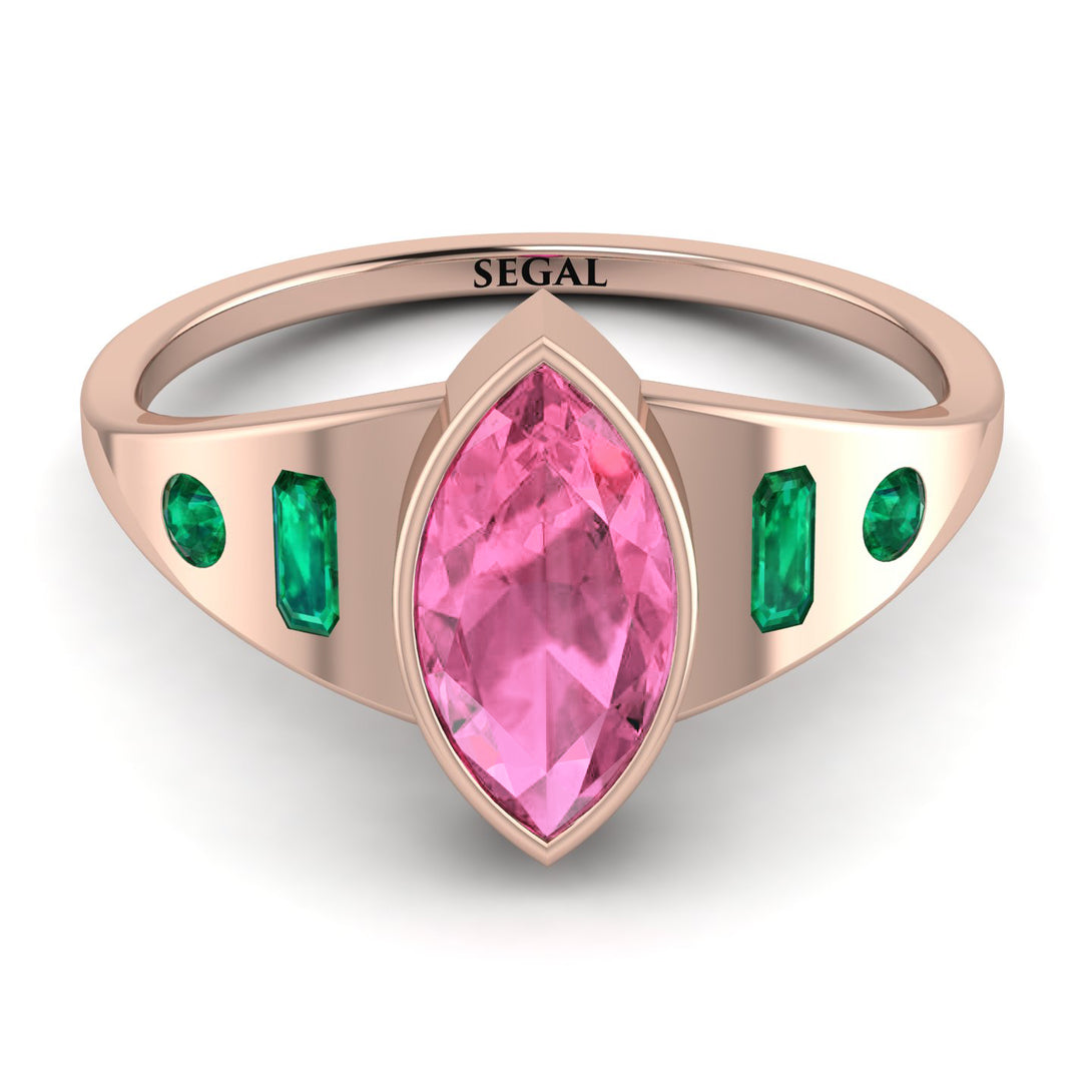 Marquise Bezel Pink Moissanite Ring - Juliana No. 805