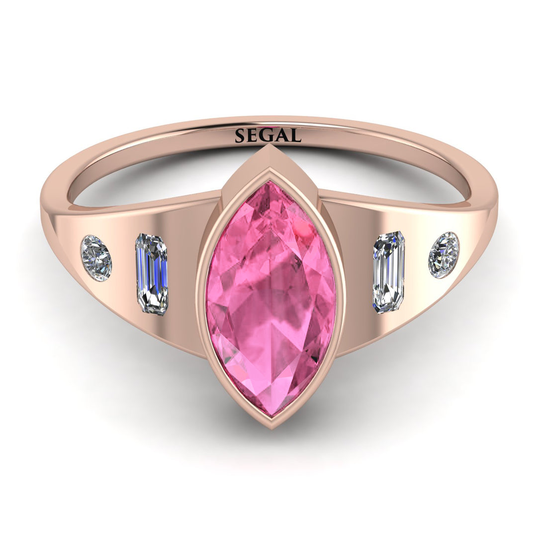 Marquise Bezel Pink Moissanite Ring - Juliana No. 802