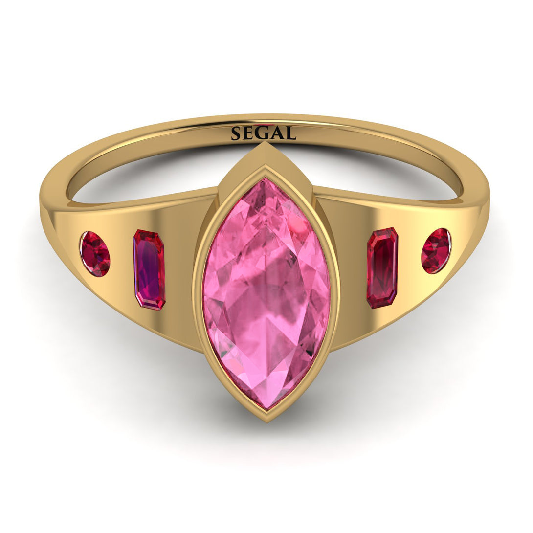 Marquise Bezel Pink Moissanite Ring - Juliana No. 810