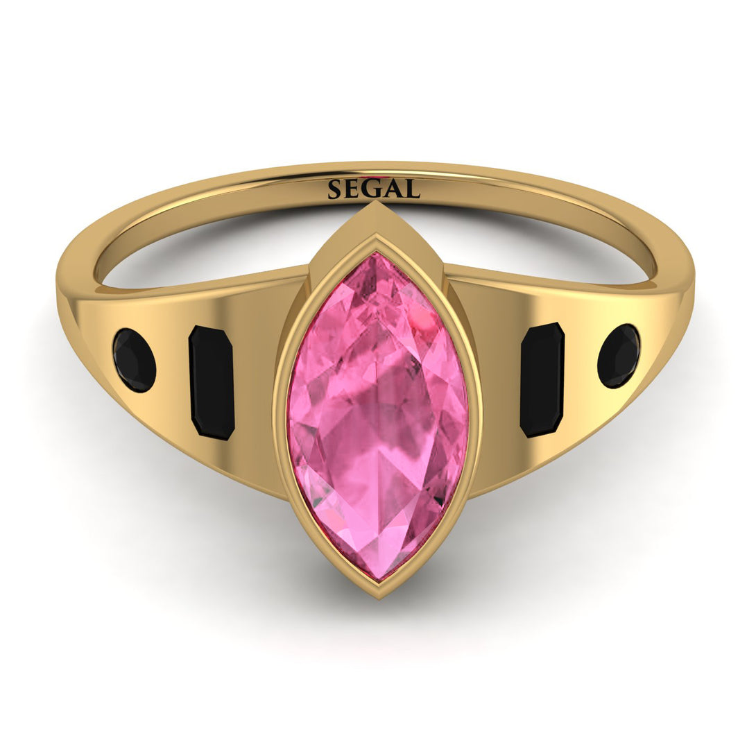 Marquise Bezel Pink Moissanite Ring - Juliana No. 807