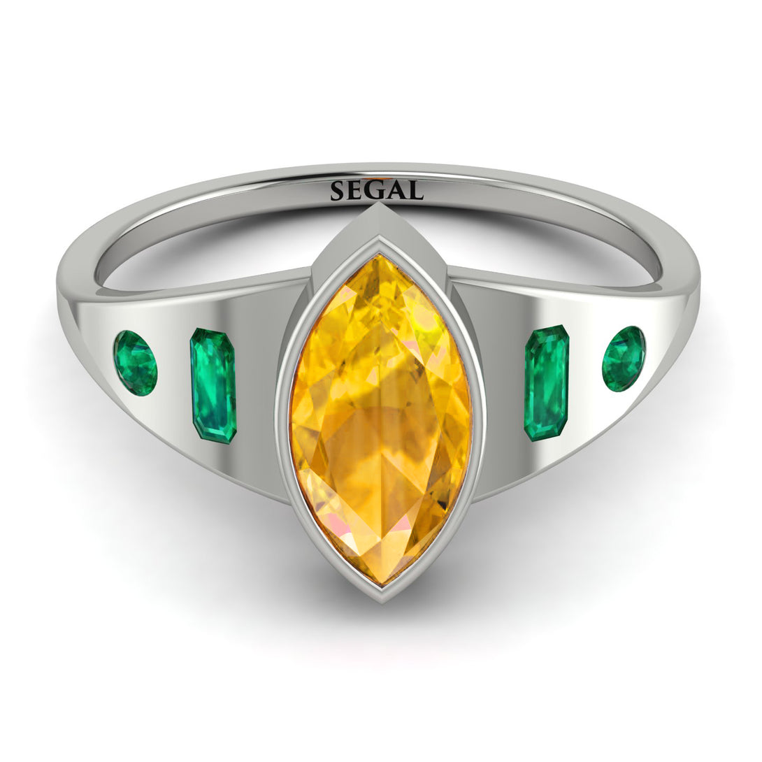Marquise Bezel Yellow Diamond Ring - Juliana No. 1006