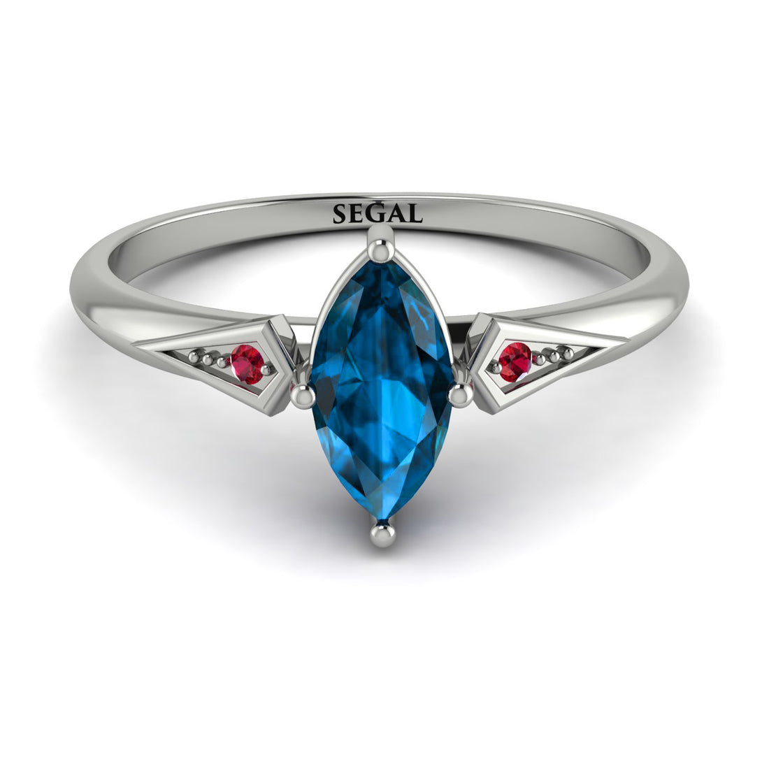 Marquise Blue Topaz Geometrical Engagement Ring - Reese No. 512