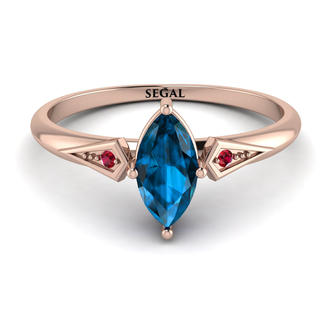 Marquise Blue Topaz Geometrical Engagement Ring - Reese No. 511