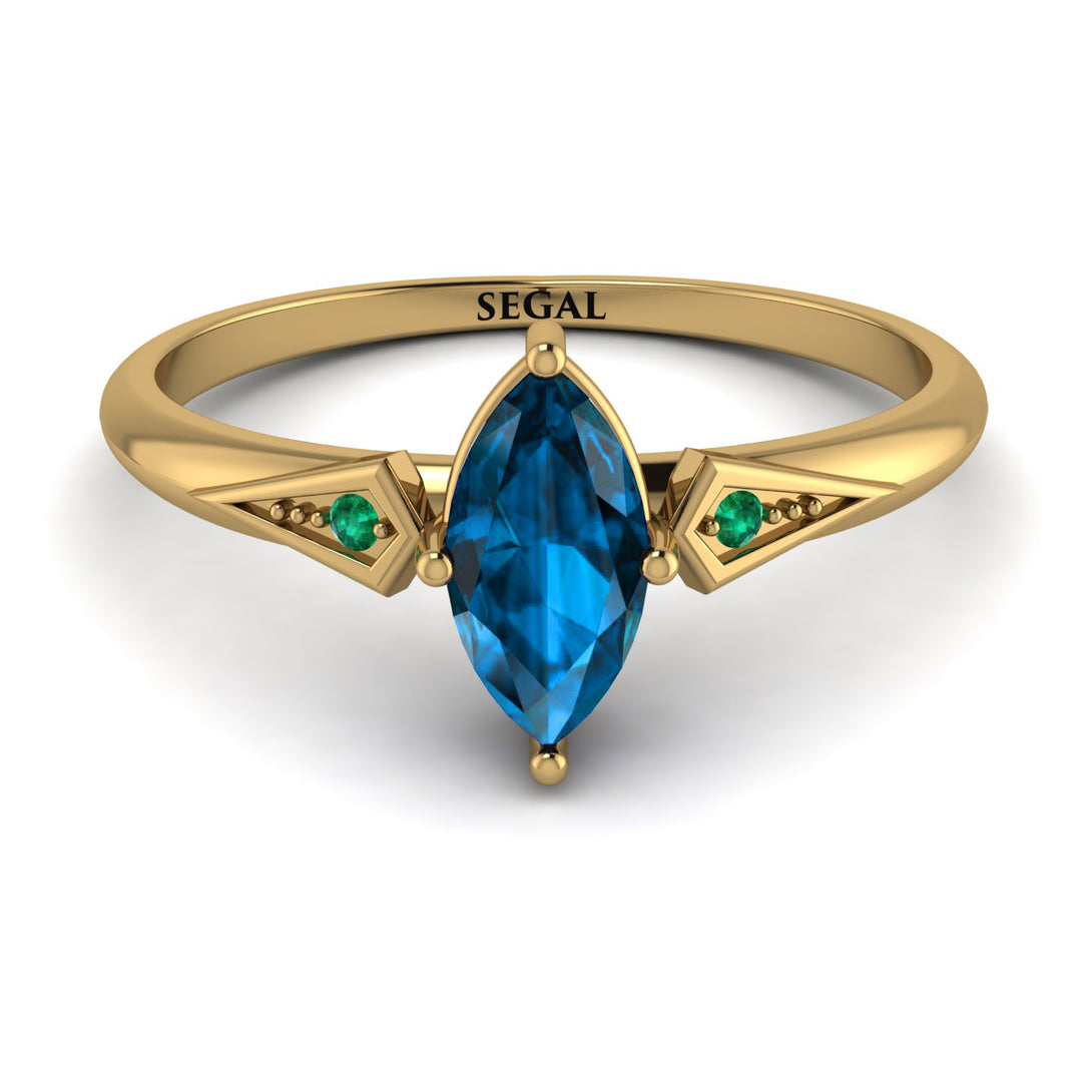 Marquise Blue Topaz Geometrical Engagement Ring - Reese No. 504