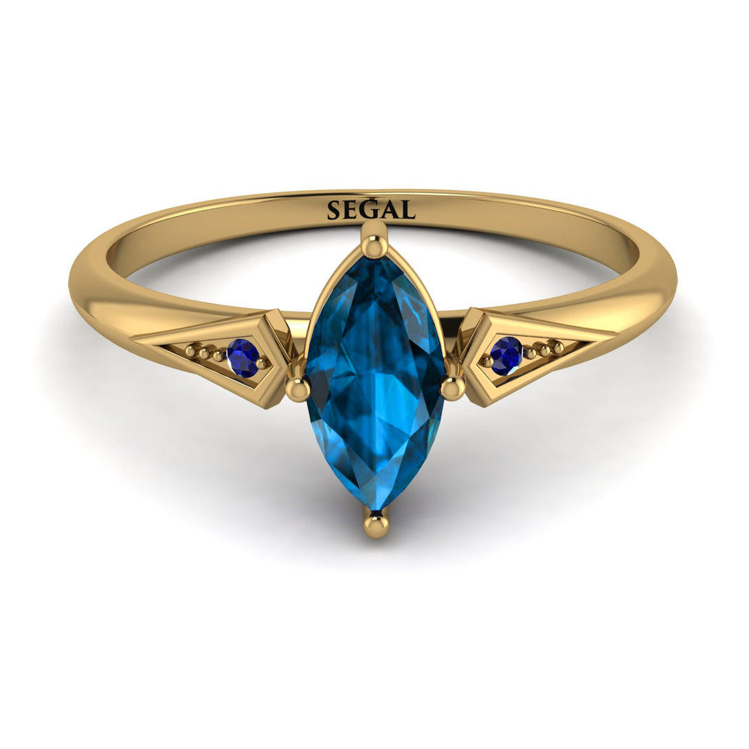 Marquise Blue Topaz Geometrical Engagement Ring - Reese No. 513