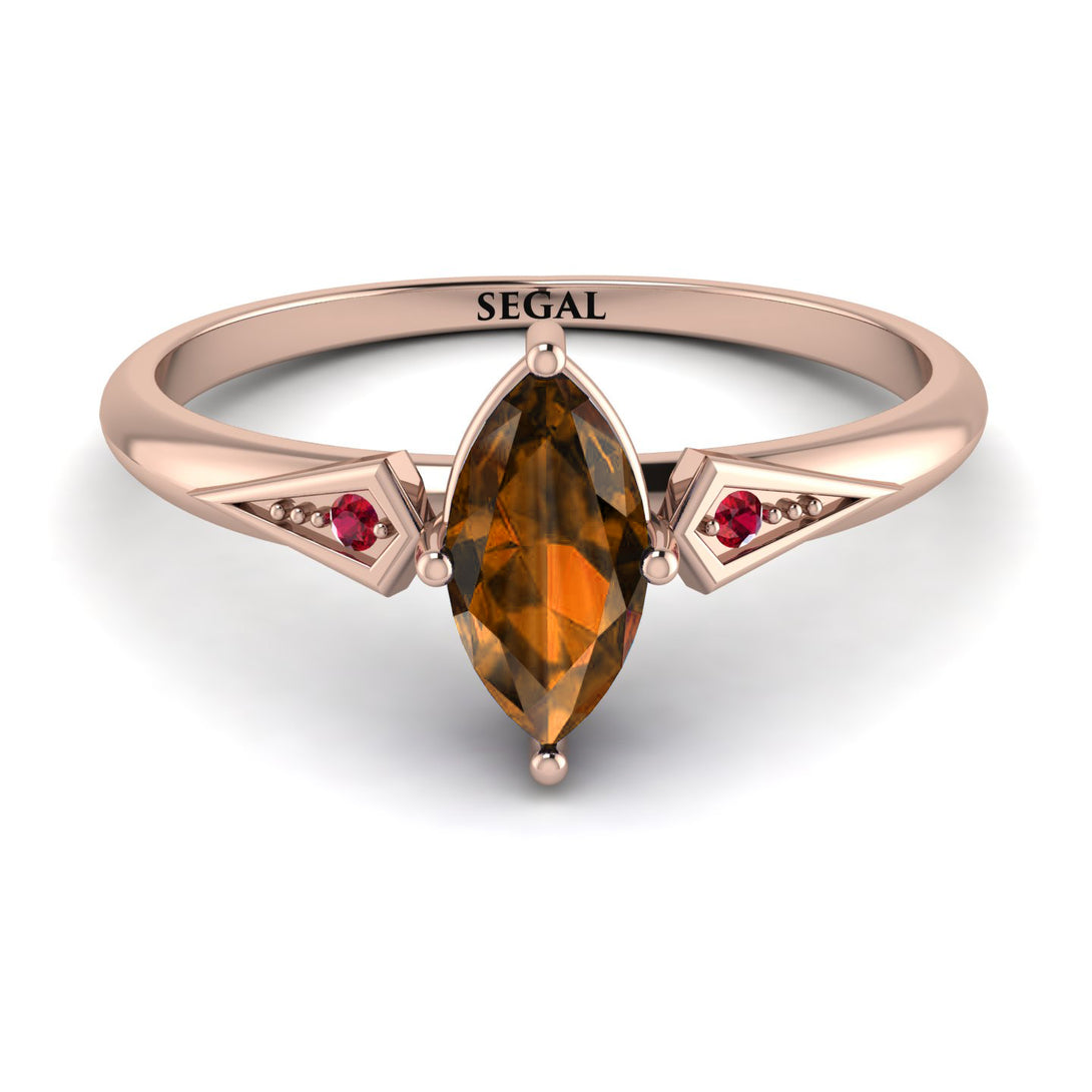 Marquise Brown Diamond Geometrical Engagement Ring - Reese No. 1111