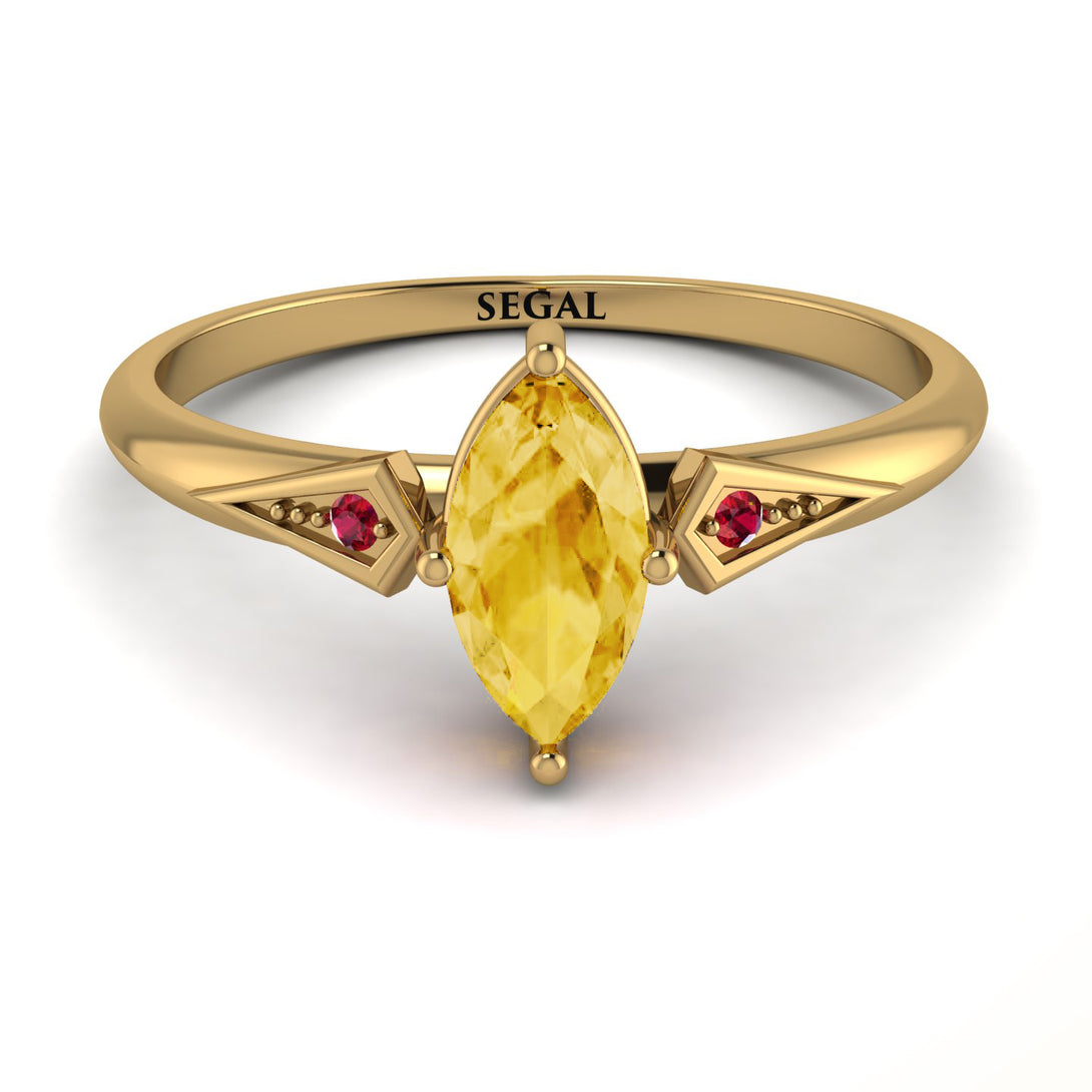 Marquise Citrine Geometrical Engagement Ring - Reese No. 610