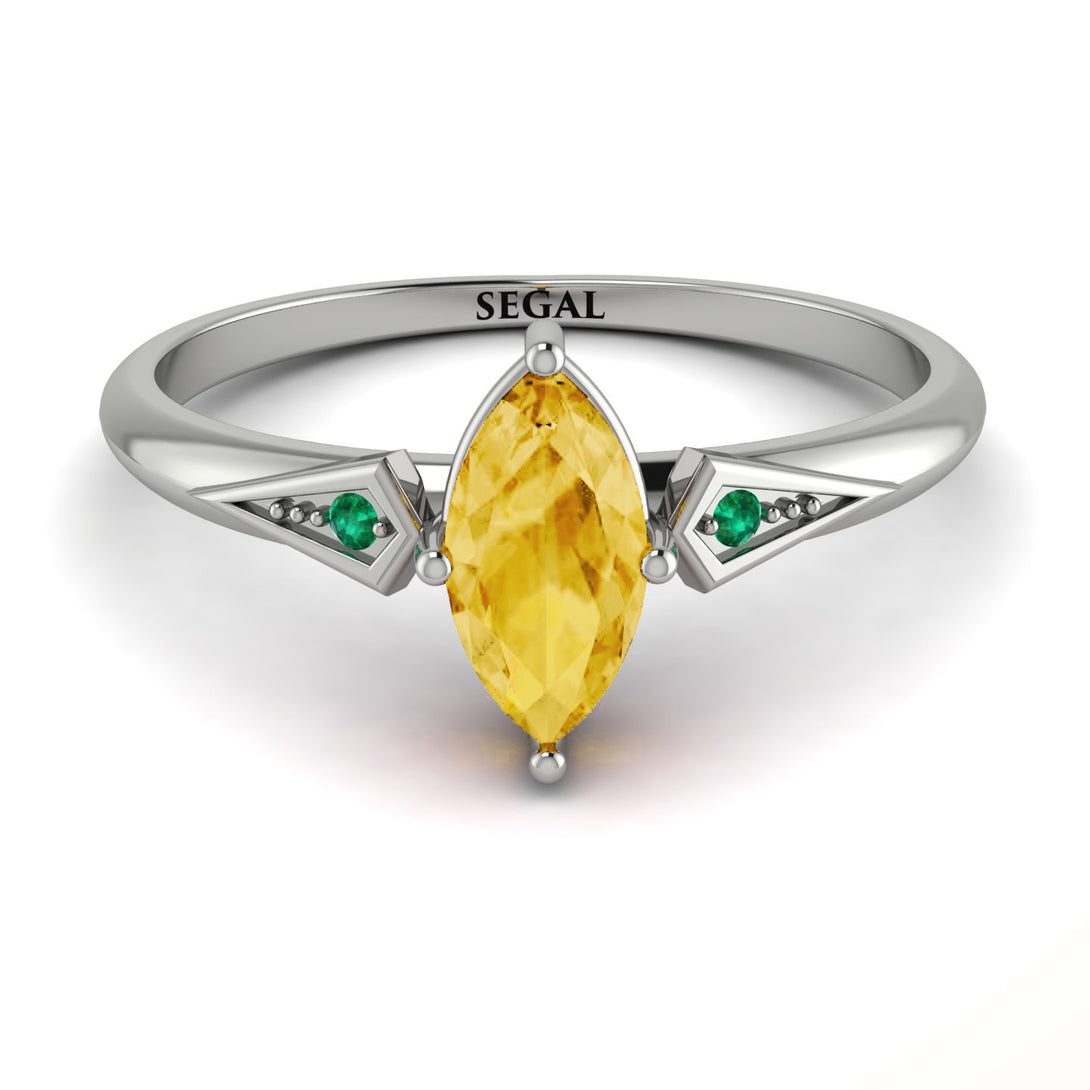 Marquise Citrine Geometrical Engagement Ring - Reese No. 606